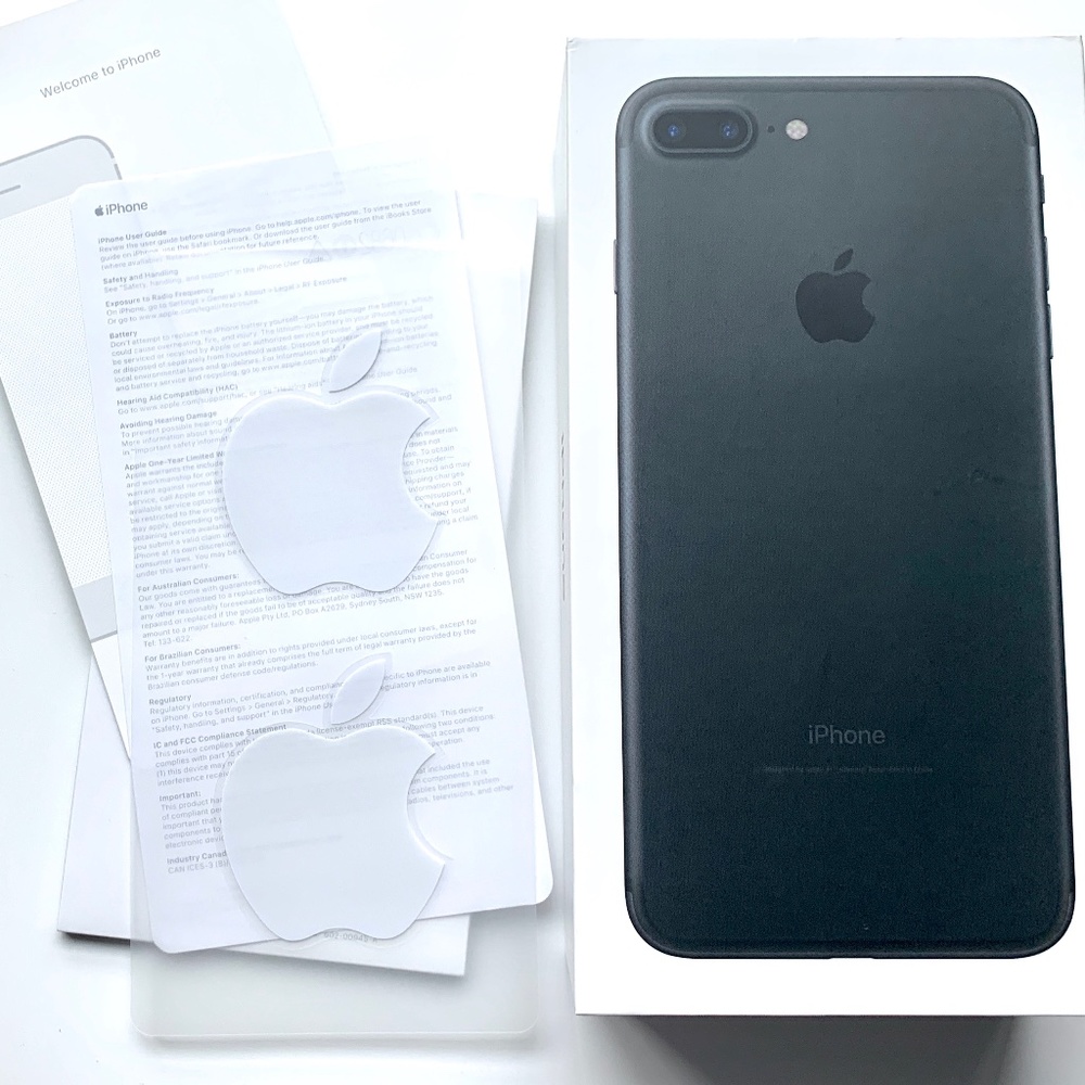 Apple iPhone 7 Plus 32GB BLACK MNR52LL/A Box Only W/ Manual & Stickers Mint